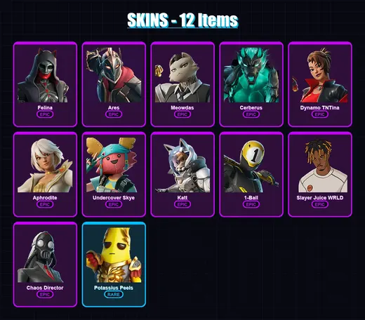 [PC/PSN] | Felina | Ares | Meowdas | Cerberus | Dynamo TNTina | 12 skin | 19 pickaxe | 10 emote | 11 glider | Lv102