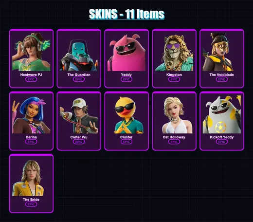 [PC/XBOX/PSN] | Heatwave PJ | The Guardian | Yeddy | Kingston | The Voidblade | 11 skin | 22 pickaxe | 20 emote | 23 glider | Lv149 — Game account