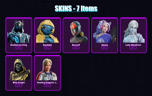 [PC/XBOX/PSN] | Exalted Ice King | Squibbly | Burnoff | Dasha | Lady Windfrost | 7 skin | 38 pickaxe | 14 emote | 28 glider | Lv318