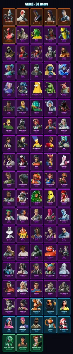 [PC/XBOX/PSN] | Eternal Knight | Wild Card | Fade | Gear Specialist Maya | Midas | 93 skin | 149 pickaxe | 119 emote | 108 glider | Lv1750