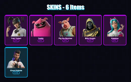 [PC/XBOX/PSN] | Yuki Yubari | Yeddy | Pig the Butcher | Blitz Knight | Katalina | 6 skin | 42 pickaxe | 15 emote | 28 glider | Lv284