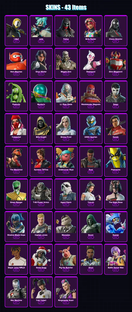 [PC/XBOX/PSN] | 1-Ball | Jade | Felina | Brite Raider | Chaos Director | 43 skin | 91 pickaxe | 48 emote | 65 glider | Lv908 — Game account