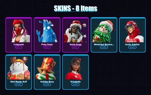 [PC/XBOX/PSN] | Yulejacket | Polar Peely | Santa Dogg | Winterfest Bushranger | Arctic Adeline | 8 skin | 13 pickaxe | 10 emote | 16 glider | Lv127