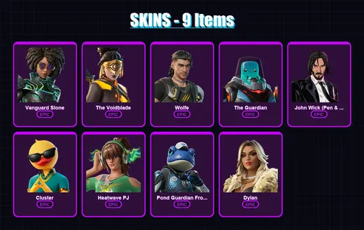 [PS4/PS5/XBOX/PC] | Vanguard Slone | The Voidblade | Wolfe | The Guardian | John Wick (Pen & Ink) | 9 skin | 16 pickaxe | 12 emote | 14 glider | Lv1 — Game account
