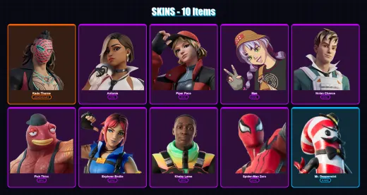 [PS4/PS5/XBOX/PC] | Kado Thorne | Antonia | Piper Pace | Mae | Nolan Chance | 10 skin | 10 pickaxe | 12 emote | 12 glider | Lv125