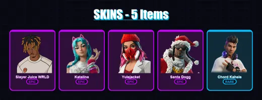 [PC/XBOX] | Slayer Juice WRLD | Katalina | Yulejacket | Santa Dogg | Chord Kahele | 5 skin | 24 pickaxe | 5 emote | 6 glider | Lv93
