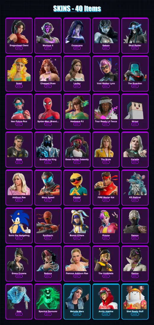 [PC/PSN] | Dragonheart Demi | Mortuus X | Corascana | Sakara | Skull Raider | 40 skin | 36 pickaxe | 15 emote | 19 glider | Lv148