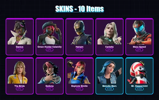 [PC/XBOX] | Danica | Omen Hunter Calamity | Hairpin | Carletta | Maxx Speed | 10 skin | 4 pickaxe | 2 emote | 2 glider | Lv5 — Game account