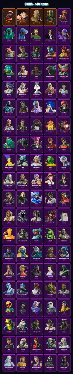 [PS4/PS5/XBOX/PC] | Blaze | Son Goku | Zeus | Hades | The Machinist | 140 skin | 198 pickaxe | 133 emote | 125 glider | Lv2042 — Game account