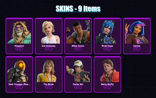 [PC/XBOX/PSN] | Kingston | Cat Holloway | Miles Cross | Rival Hope | Carina | 9 skin | 30 pickaxe | 18 emote | 22 glider | Lv232