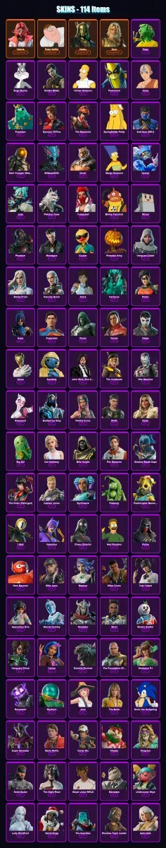 [PS4/PS5/XBOX/PC] | Valeria | Peter Griffin | Hades | Zeus | Ziggy | 114 skin | 166 pickaxe | 137 emote | 117 glider | Lv1802 — Game account