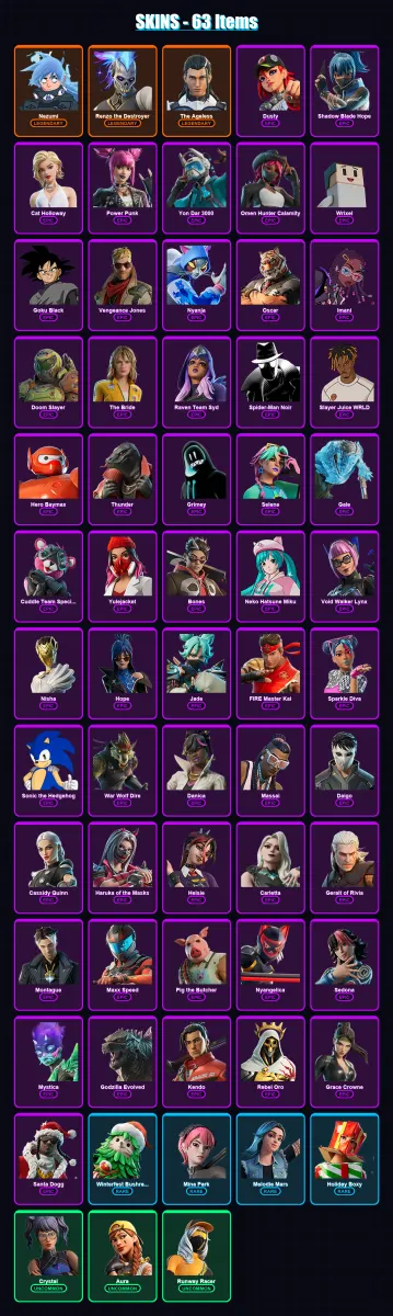 [PC/PSN] | Nezumi | Renzo the Destroyer | The Ageless | Dusty | Shadow Blade Hope | 63 skin | 89 pickaxe | 73 emote | 65 glider | Lv899 — Game account