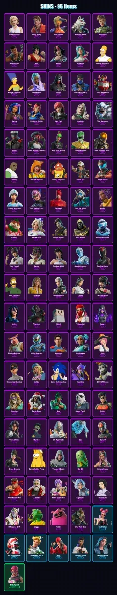 [PS4/PS5/XBOX/PC] | Cat Holloway | Marty McFly | Tide Strider | Fletcher Kane | Killswitch | 96 skin | 156 pickaxe | 112 emote | 90 glider | Lv2921 — Game account