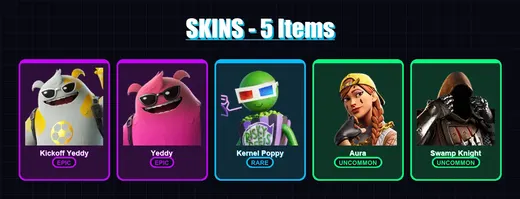 [PC/XBOX/PSN] | Kickoff Yeddy | Yeddy | Kernel Poppy | Aura | Swamp Knight | 5 skin | 14 pickaxe | 7 emote | 12 glider | Lv199 — Game account