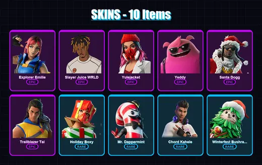 [SWITCH/XBOX/PSN/PC] | Explorer Emilie | Slayer Juice WRLD | Yulejacket | Yeddy | Santa Dogg | 10 skin | 24 pickaxe | 10 emote | 16 glider | Lv178 — Game account