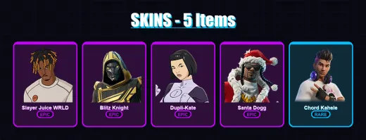 [PS4/PS5/XBOX/PC] | Slayer Juice WRLD | Blitz Knight | Dupli-Kate | Santa Dogg | Chord Kahele | 5 skin | 40 pickaxe | 22 emote | 28 glider | Lv350