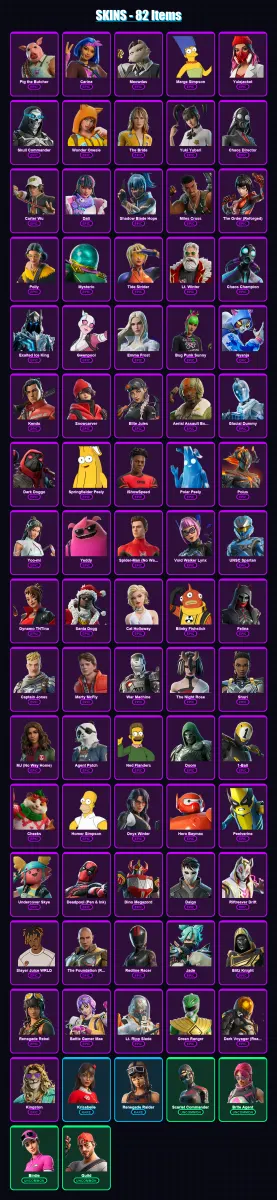 [PC/XBOX/PSN] | Pig the Butcher | Carina | Meowdas | Marge Simpson | Yulejacket | 82 skin | 125 pickaxe | 88 emote | 82 glider | Lv1752