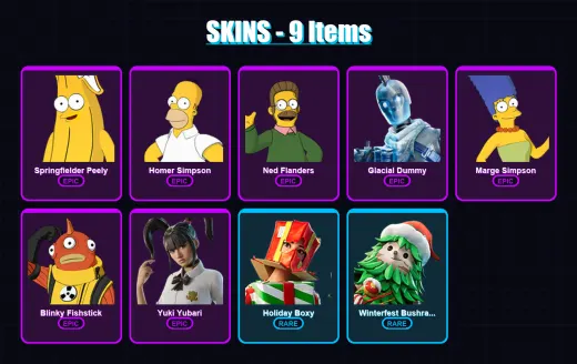[PC/XBOX/PSN] | Springfielder Peely | Homer Simpson | Ned Flanders | 9 skin | Lv200