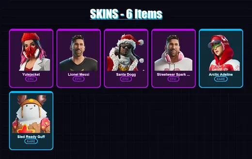 [PC/XBOX] | Yulejacket | Lionel Messi | Santa Dogg | Streetwear Spark Messi | Arctic Adeline | 6 skin | 24 pickaxe | 18 emote | 22 glider | Lv359 — Game account