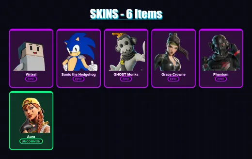 [PS4/PS5/XBOX/PC] | Wrixel | Sonic the Hedgehog | GHOST Monks | Grace Crowne | Phantom | 6 skin | 21 pickaxe | 7 emote | 17 glider | Lv140
