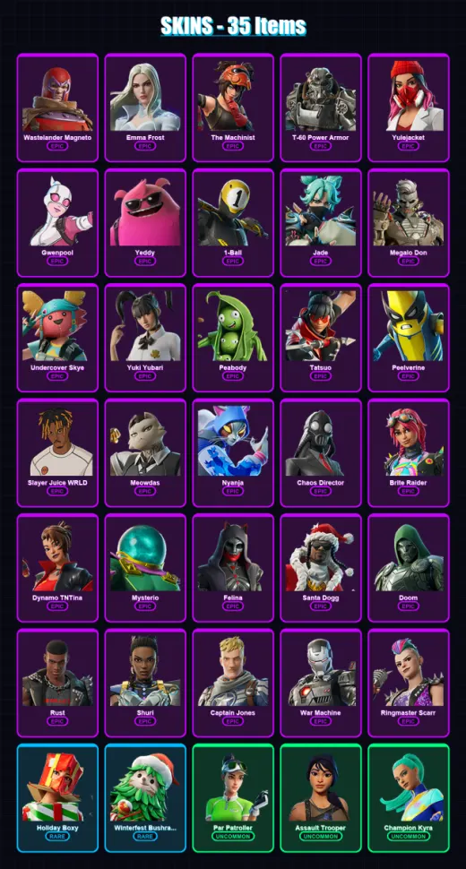 [SWITCH/XBOX/PC] | Wastelander Magneto | Emma Frost | The Machinist | 35 skin | Lv905