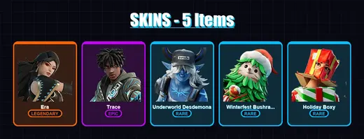 [PC/XBOX/PSN] | Era | Trace | Underworld Desdemona | Winterfest Bushranger | Holiday Boxy | 5 skin | 6 pickaxe | 8 emote | 11 glider | Lv178 — Game account