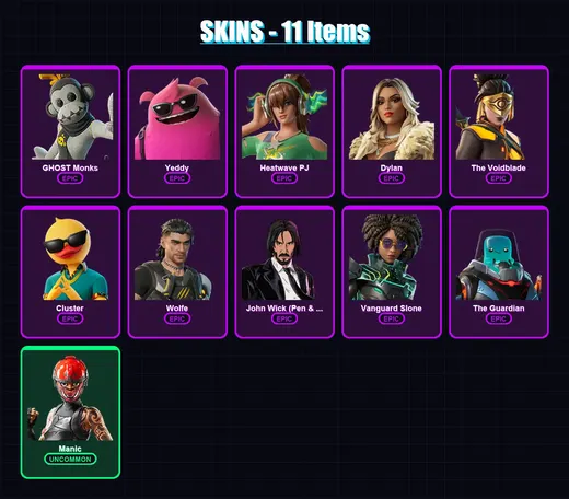 [PC/XBOX] | GHOST Monks | Yeddy | Heatwave PJ | Dylan | The Voidblade | 11 skin | 19 pickaxe | 15 emote | 16 glider | Lv173 — Game account