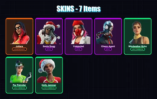 [PC/XBOX/PSN] | Joltara | Santa Dogg | Yulejacket | Chaos Agent | Windwalker Echo | 7 skin | 18 pickaxe | 10 emote | 12 glider | Lv299 — Game account