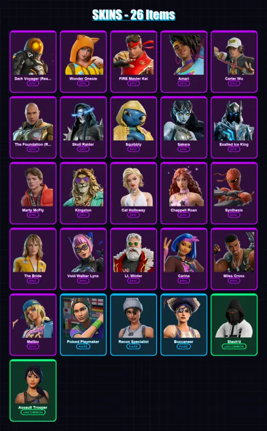 [PC/XBOX] | Dark Voyager (Reality Redacted) | Wonder Onesie | FIRE Master Kai | 26 skin | Lv190