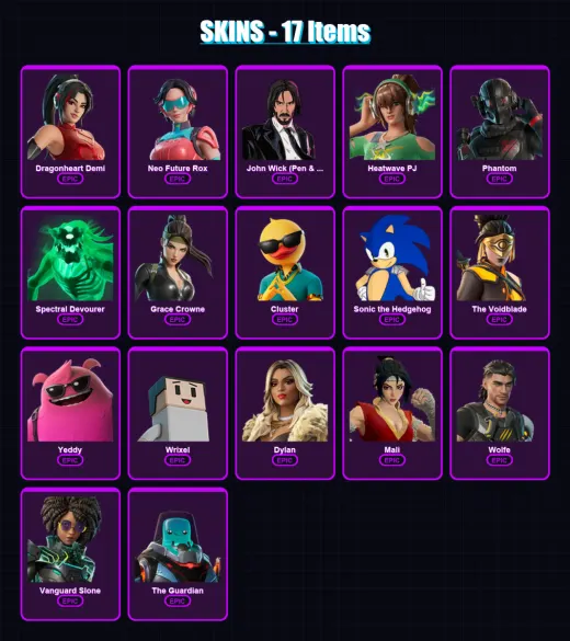 [PS4/PS5/XBOX/PC] | Dragonheart Demi | Neo Future Rox | John Wick (Pen & Ink) | 17 skin | Lv294 — Game account