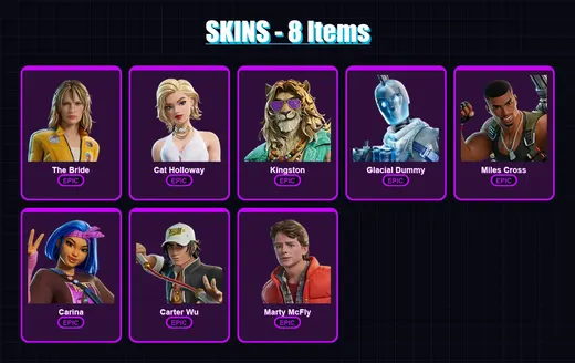 [PC/XBOX] | The Bride | Cat Holloway | Kingston | Glacial Dummy | Miles Cross | 8 skin | 17 pickaxe | 14 emote | 13 glider | Lv85