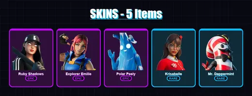 [PC/XBOX/PSN] | Ruby Shadows | Explorer Emilie | Polar Peely | Krisabelle | Mr. Dappermint | 5 skin | 13 pickaxe | 13 emote | 15 glider | Lv287 — Game account