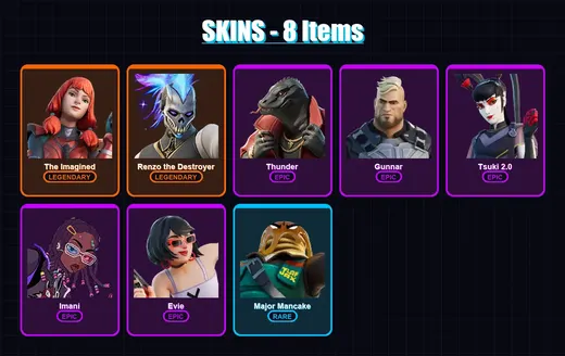 [PS4/PS5/PC] | The Imagined | Renzo the Destroyer | Thunder | Gunnar | Tsuki 2.0 | 8 skin | 13 pickaxe | 8 emote | 14 glider | Lv163