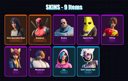 [PC/XBOX/PSN] | Gear Specialist Maya | Deadpool | Brutus | Agent Peely | TNTina | 9 skin | 11 pickaxe | 15 emote | 12 glider | Lv144 — Game account