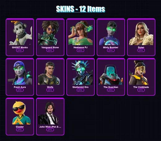 [PS4/PS5/XBOX/PC] | GHOST Monks | Vanguard Slone | Heatwave PJ | Minty Bomber | Dylan | 12 skin | 41 pickaxe | 23 emote | 39 glider | Lv844 — Game account