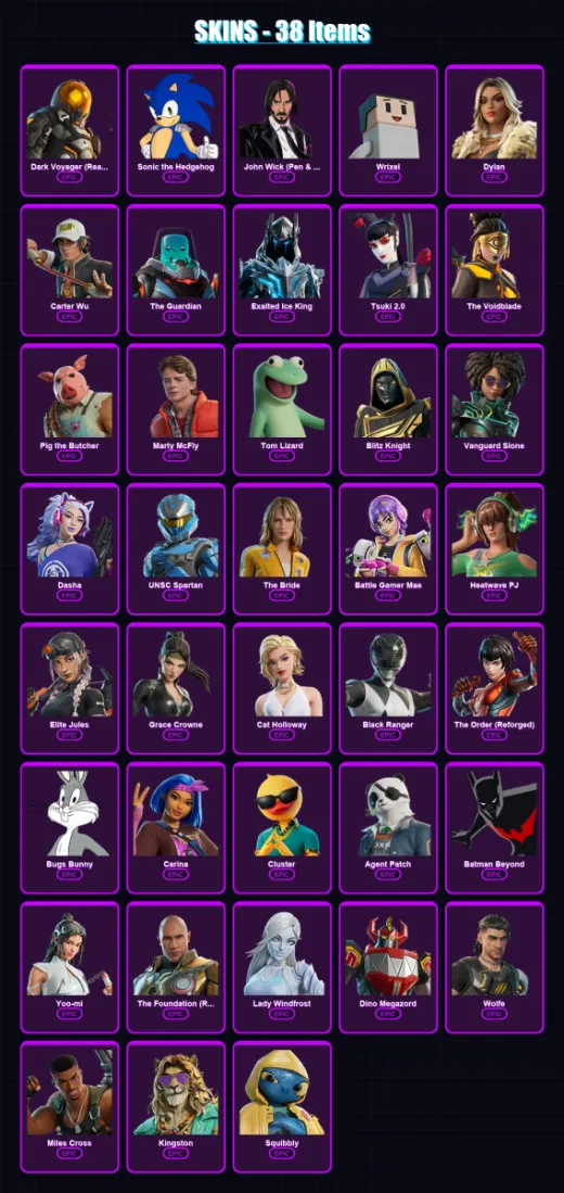 [PS4/PS5/XBOX/PC] | Dark Voyager (Reality Redacted) | Sonic the Hedgehog | John Wick (Pen & Ink) | 38 skin | Lv705
