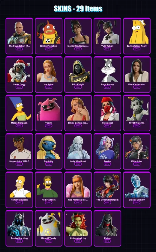 [PC/XBOX] | The Foundation (Reforged) | Blinky Fishstick | Iconic Kim Kardashian | 29 skin | Lv730