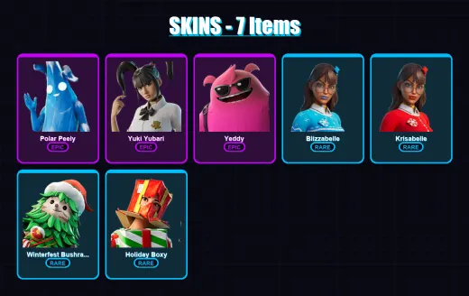 [PC/XBOX/PSN] | Polar Peely | Yuki Yubari | Yeddy | Blizzabelle | Krisabelle | 7 skin | 30 pickaxe | 16 emote | 20 glider | Lv290
