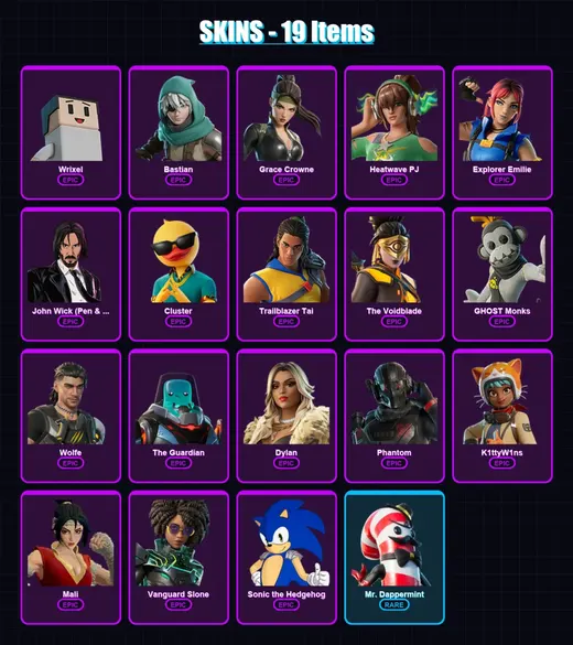 [PC/PSN] | Wrixel | Bastian | Grace Crowne | Heatwave PJ | Explorer Emilie | 19 skin | 24 pickaxe | 17 emote | 21 glider | Lv279