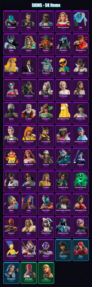 [PC/PSN] | The Guardian | Wolfe | Snoop Dogg | Santa Suit Mariah | Gale | 58 skin | 68 pickaxe | 50 emote | 31 glider | Lv199 — Game account