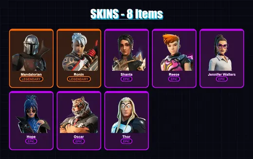 [PC/XBOX/PSN] | Mandalorian | Ronin | Shanta | Reese | Jennifer Walters | 8 skin | 14 pickaxe | 10 emote | 12 glider | Lv132