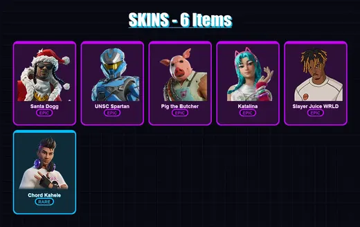 [PC/XBOX/PSN] | Santa Dogg | UNSC Spartan | Pig the Butcher | Katalina | Slayer Juice WRLD | 6 skin | 32 pickaxe | 15 emote | 28 glider | Lv336