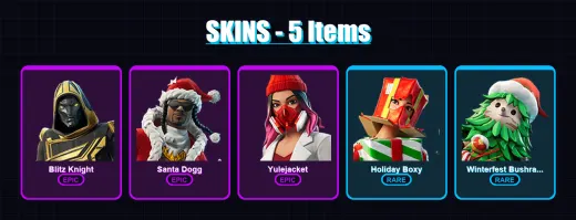 [PS4/PS5/XBOX/PC] | Blitz Knight | Santa Dogg | Yulejacket | Holiday Boxy | Winterfest Bushranger | 5 skin | 37 pickaxe | 18 emote | 28 glider | Lv3