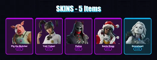 [PC/XBOX/PSN] | Pig the Butcher | Yuki Yubari | Felina | Santa Dogg | Graveheart | 5 skin | 52 pickaxe | 15 emote | 37 glider | Lv367 — Game account