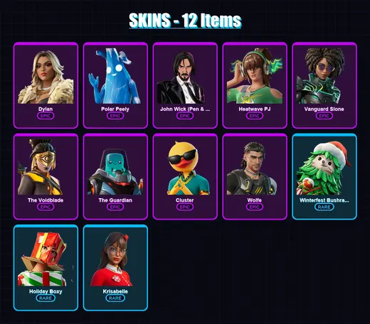 [PS4/PS5/XBOX/PC] | Dylan | Polar Peely | John Wick (Pen & Ink) | Heatwave PJ | Vanguard Slone | 12 skin | 27 pickaxe | 18 emote | 23 glider | Lv327 — Game account