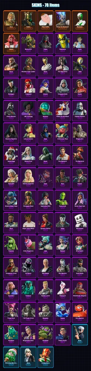 [PC/PSN] | Zeus | Hades | Peter Griffin | Renzo the Destroyer | Backlash | 78 skin | 133 pickaxe | 90 emote | 84 glider | Lv2001