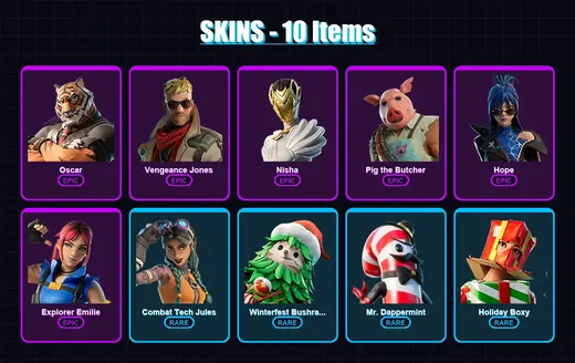 [PC/PSN] | Oscar | Vengeance Jones | Nisha | Pig the Butcher | Hope | 10 skin | 32 pickaxe | 18 emote | 32 glider | Lv288 — Game account