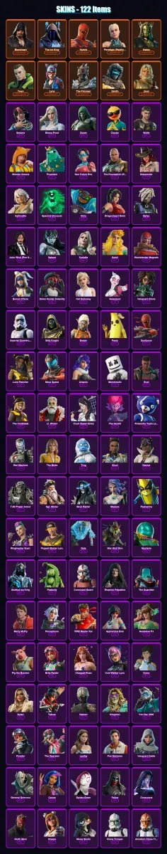 [PC/PSN] | Blackheart | The Ice King | Hybrid | Paradigm (Reality-659) | Hades | 122 skin | 175 pickaxe | 164 emote | 122 glider | Lv1715