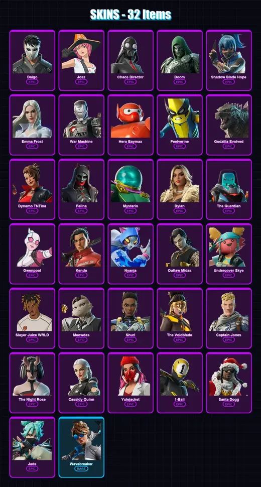 [PC/XBOX/PSN] | Daigo | Joss | Chaos Director | Doom | Shadow Blade Hope | 32 skin | 71 pickaxe | 41 emote | 54 glider | Lv676 — Game account