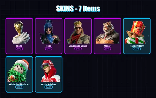 [PC/XBOX/PSN] | Nisha | Hope | Vengeance Jones | Oscar | Holiday Boxy | 7 skin | 12 pickaxe | 5 emote | 13 glider | Lv83 — Game account